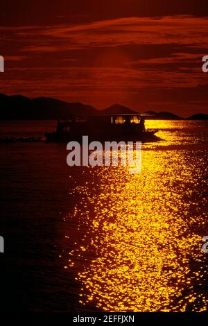 Seascape bei Sonnenuntergang, Virgin Gorda, Virgin Islands Stockfoto