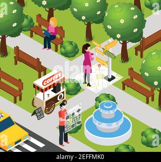 Farbige Augmented Reality Park Komposition digitale Technologie mit Navigation und internet in Smartphone Vektor-Illustration Stock Vektor