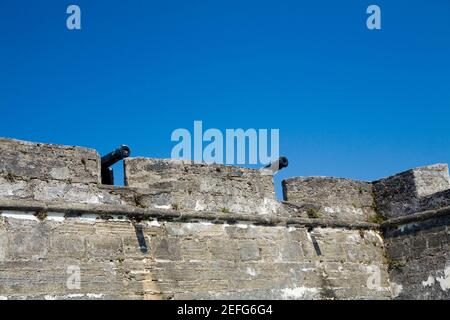 Blick auf Kanonen auf einer Burg, Castillo De San Marcos National Monument, St. Augustine, Florida, USA Stockfoto