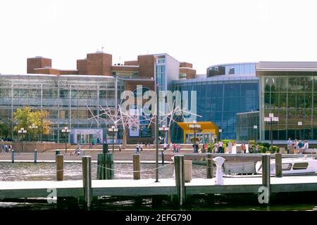 Gebäude am Wasser, Maryland Science Center, Inner Harbour, Baltimore, Maryland, USA Stockfoto