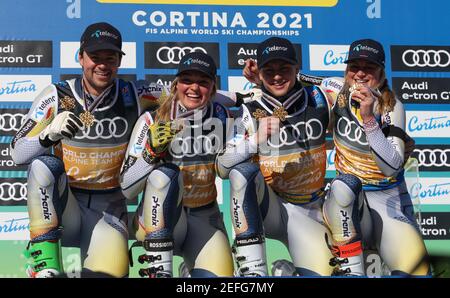 2/17/2021 - Norway Gold Meldal während 2021 FIS Alpine World SKI Championships - Alpine Team Parallel, alpines Skirennen in Cortina d'Ampezzo (BL), Italien, Februar 17 2021 (Foto: IPA/Sipa USA) Stockfoto