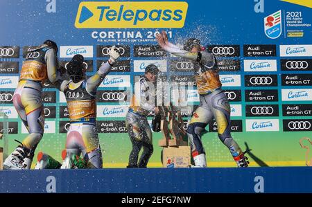 2/17/2021 - Norway Gold Meldal während 2021 FIS Alpine World SKI Championships - Alpine Team Parallel, alpines Skirennen in Cortina d'Ampezzo (BL), Italien, Februar 17 2021 (Foto: IPA/Sipa USA) Stockfoto