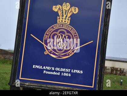 RND, Royal North Devon Golf Club Sign, Westward Ho! Stockfoto