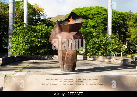 Kriegsdenkmal in einem Park, Honolulu, Oahu, Hawaii-Inseln, USA Stockfoto