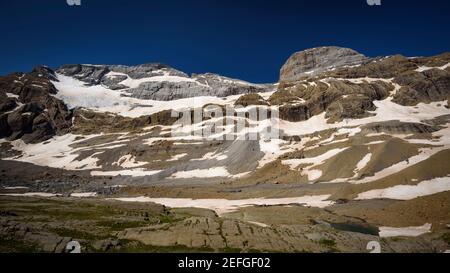 Balcón de Pineta im Hintergrund der Gipfel des Monte Perdido (Nationalpark Ordesa und Monte Perdido, Pyrenäen, Spanien) Stockfoto