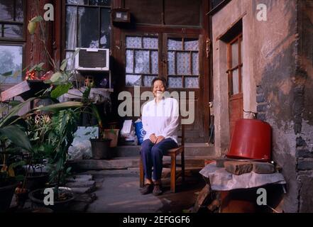 Ehemalige Residenz von Lu Xun und seinem jüngeren Bruder Zhou Zuoren im Jahr No,11 Badaowan, Peking, China. Zhang Shuzhen, Zhou Zuorens ehemaliges Kindermädchen. Stockfoto