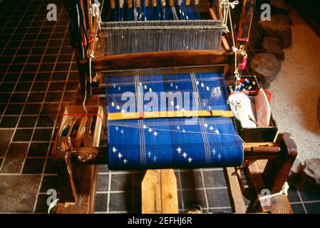 Hochwinkelansicht einer Textilmaschine, Matsuyama, Japan Stockfoto