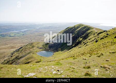 Blinder Tarn blinder Tarnsteinbruch und konistones Wasser von der aus gesehen Der Gipfel des Dow Crag Coniston Lake District Cumbria England Stockfoto