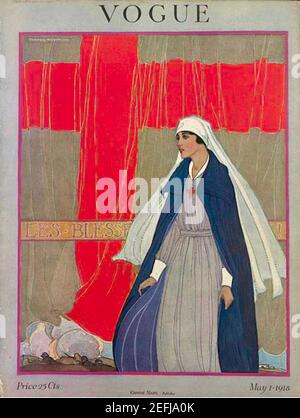 Vogue-Cover mit einer Krankenschwester des Roten Kreuzes aus dem Ersten Weltkrieg von Porter Woodruff. Stockfoto