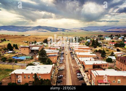 Broadway Street von Philipsburg, Montana Stockfoto