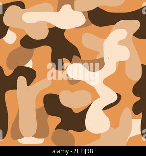 Braun beige Camouflage Camo Nahtloses Muster. Militärische Armee Design, Textil für die Maskierung versteckt Jagd. Print für Kriegssoldaten im Dschungel Wüstenwald im Freien, trendige Stil Textur. Für Tapeten Stoffe