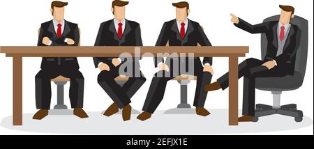 Darstellung der Besprechung des Geschäftsteams des Unternehmens. Geschäftskonzept der Gruppe von Menschen, die in einem Meeting zusammenarbeiten Stock Vektor
