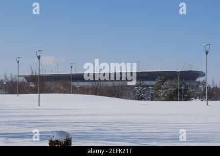 Eskisehirspor Stadion unter Schnee im Winter Eskisehir- Türkei Stockfoto