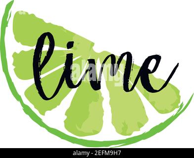 Etikett mit Limettenobst und Aufkleber. Vektorgrafik im Aquarellstil, für Grafik und Webdesign Stock Vektor