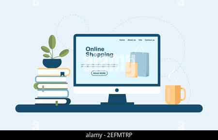 Online-Shopping. E-Commerce und digitales Marketing Stock Vektor