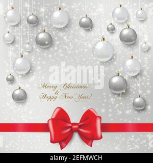 Weihnachtskugeln auf abstraktem Hintergrund. Realistische Vektordarstellung Stock Vektor