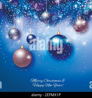 Weihnachtskugeln auf abstraktem Hintergrund. Realistische Vektordarstellung Stock Vektor