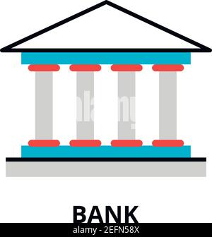 Moderne flach editierbare Linie Design Vektor Illustration, Bank Symbol, für Grafik-und Web-Design Stock Vektor