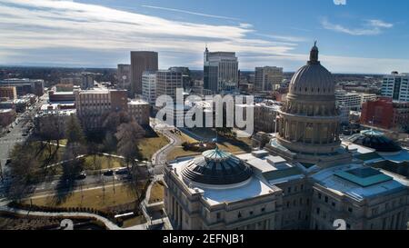 Luftaufnahme der Hauptstadt boise von hinten Stockfoto