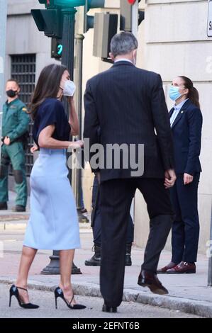 Madrid, Spanien. Februar 2021, 17th. König Felipe VI von Spanien, Königin Letizia von Spanien nimmt an der Präsentation der "Stipendien der spanischen Zusammenarbeit" BECASQUECAMBIANVIDAS im Viana Palace am 17. Februar 2021 in Madrid, Spanien Credit: Jack Abuin/ZUMA Wire/Alamy Live News Stockfoto