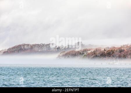 Nebel über North Haven, NY Stockfoto