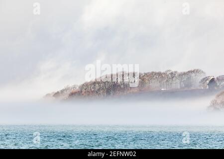 Nebel über North Haven, NY Stockfoto