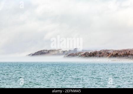 Nebel über North Haven, NY Stockfoto