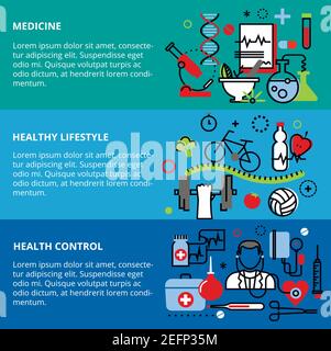 Moderne flache dünne Linie Design Vektor Illustration, Konzept der Medizin, gesunden Stil und Gesundheit Kontrollobjekte, für Grafik-und Web-Design Stock Vektor