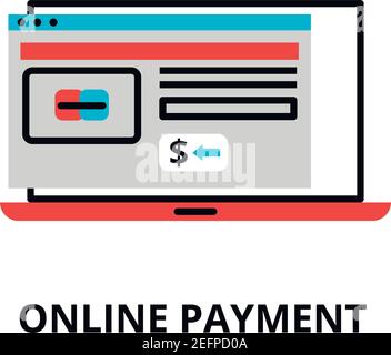 Moderne flache editierbare Linie Design Vektor Illustration, Online-Zahlung Symbol, für Grafik-und Web-Design Stock Vektor