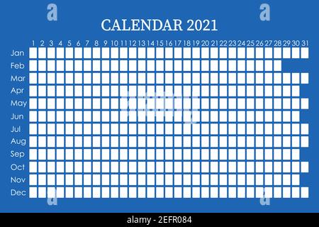 2021 Kalenderplaner. Сorporate Designwoche. Isoliert auf klassisch blauem Hintergrund. Platz für Aufkleber. Stock Vektor