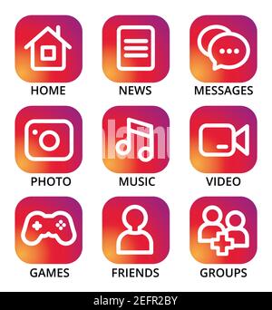 Moderne flache Design Vektor Illustration, Satz von Social Media-Icons für Web-Design Stock Vektor