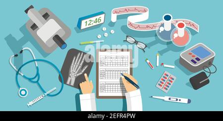 Vector flaches Design Illustration von Medizin und Gesundheitskonzepten Stock Vektor