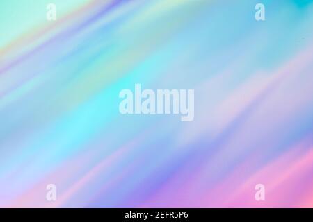Holografische Folie verschwommen abstrakten Hintergrund für trendige Design. Fantasy bunte Karte. Holografischer, funkelnder Einband in sanften Pastellfarben Stockfoto