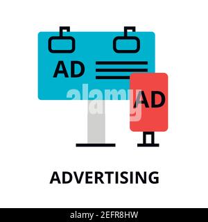 Moderne flache dünne Linie Design Vektor Illustration, Konzept der Werbung, Marketing und Promotion-Prozess, für Grafik-und Web-Design Stock Vektor