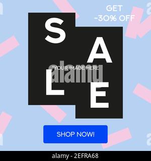 Verkauf trendy Social Media Post mit Call to Action-Taste. Vektorgrafik Stock Vektor