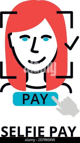 Moderne flach editierbare Linie Design Vektor Illustration, Selfie Pay-Symbol, für Grafik-und Web-Design Stock Vektor
