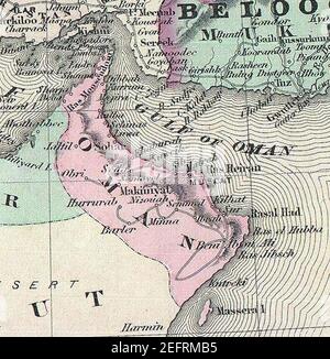 Oman. 1870 Johnson Karte der Türkei, Persien, Arabien ( Iran, Irak, Afghanistan ) - Geographicus - TürkeiPersiaArabia-johnson-1870 (beschnitten). Stockfoto