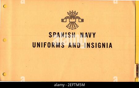 ONI JAN 1 Uniformen und Insignien Page 113 Spanische Marine WW2 1943 Anerkennung für den Feldeinsatz. NICHT klassifiziertes öffentliches Dokument DER USA. Veröffentlicht 1944. Stockfoto