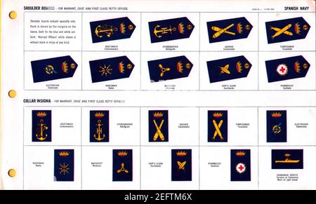 ONI JAN 1 Uniformen und Insignien Page 116 Spanish Navy WW2 Schulterbretter März 1943 Field Recognition. ÖFFENTLICHE Dok. Stockfoto