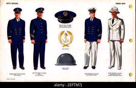 ONI JAN 1 Uniformen und Insignien Seite 089 Französische Marine WW2 Kleinoffiziere Juli 1943 Anerkennung vor Ort. ÖFFENTLICHE Dok. Stockfoto