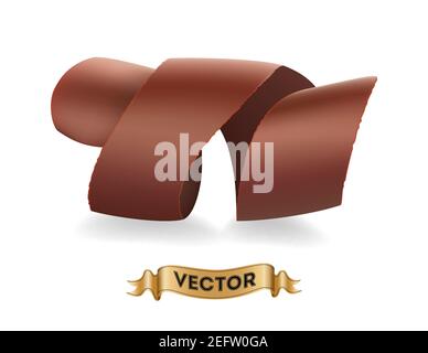 Schokoladenspäne auf weißem Hintergrund, realistische Vektorgrafik Nahaufnahme Stock Vektor