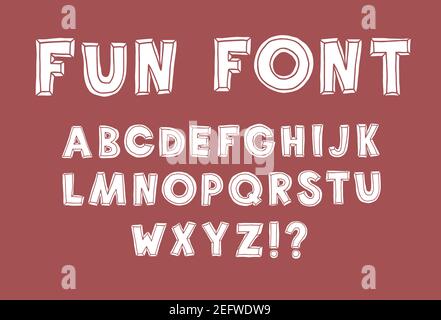 Witzige Schrift. Handgezeichnete Vektorschriftart. Handgeschriebenes Alphabet. Dekorativer Typ. Schriftart Vektorgrafik. Stock Vektor