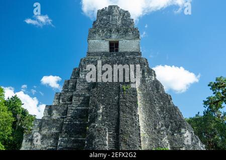 Tempel 1 in den Maya-Ruinen von Tikal, EIN UNESCO-Weltkulturerbe in Peten, Guatemala Stockfoto