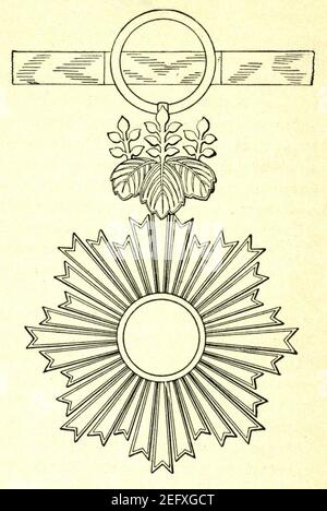 Orden der aufgehenden Sonne, Klasse 1st. Bild aus Buch von 1902. Stockfoto