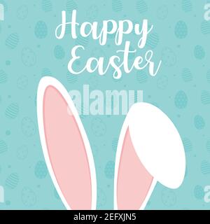 Osterkarte mit Kaninchen Ohren Stock Vektor