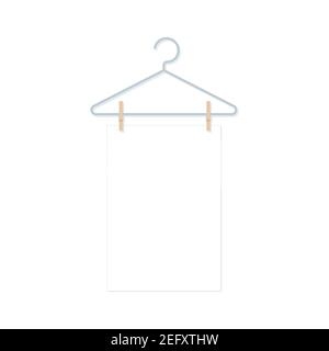 Kleiderbügel und Kleiderhaken halten ein Blatt Papier. Vektor-Illustration, flaches Design Stock Vektor