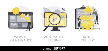 Web-Entwicklung und Unterstützung abstrakten Konzept Vektor Illustrationen. Stock Vektor