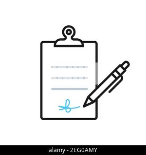 Symbol Zwischenablage. Unterschrift auf Vertrag. Vektor-Illustration, flaches Design Stock Vektor