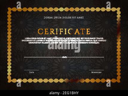 Gewinner Luxus Zertifikat Vorlage Design, blank Diplom in schwarz und Gold Farben Stock Vektor
