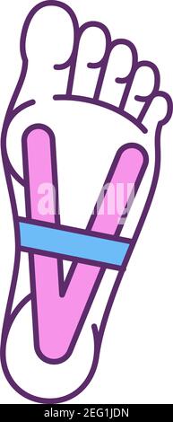 Kinesiologieband für Fußschmerzen RGB-Farbsymbol Stock Vektor